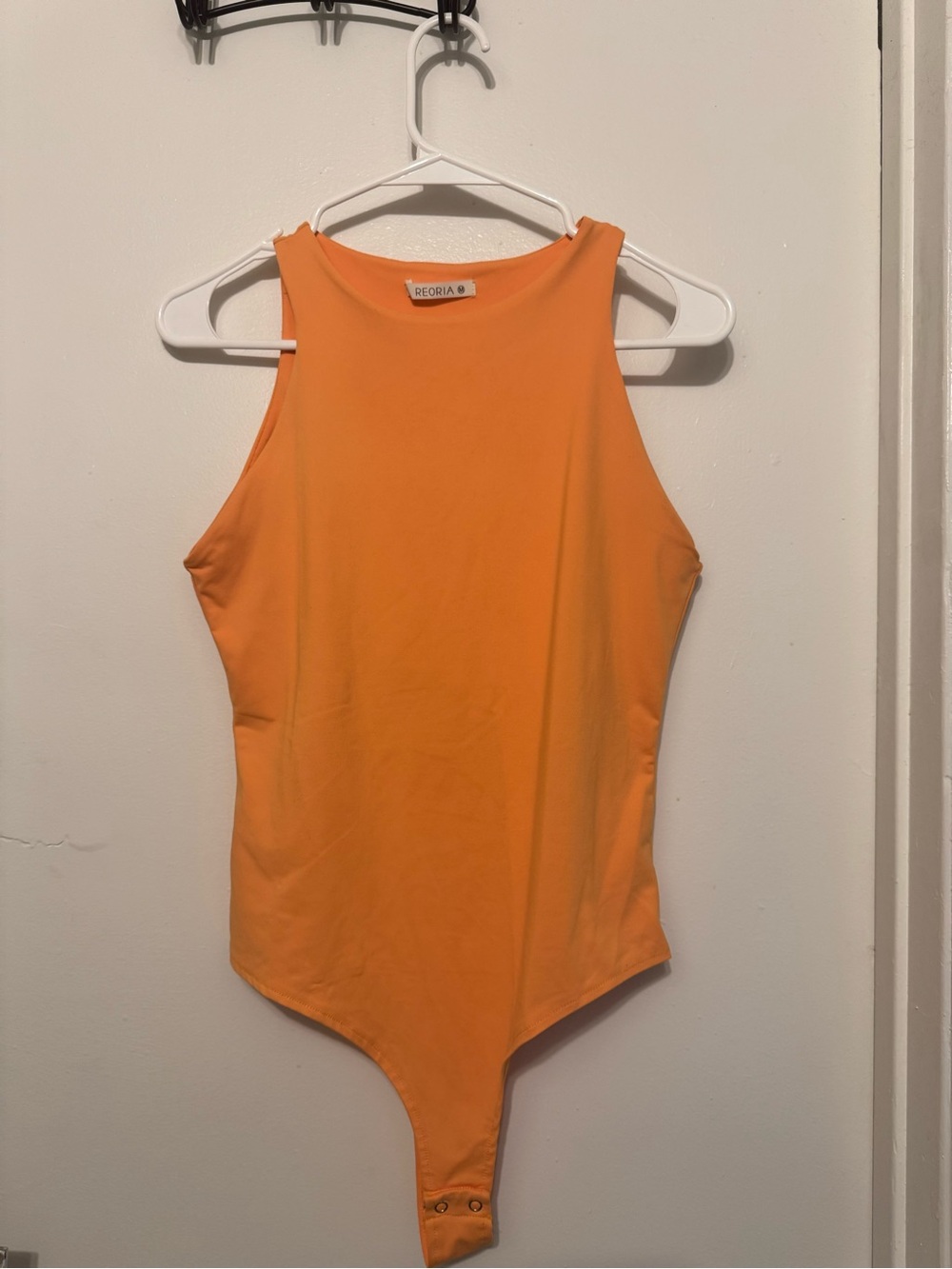 ReoRia Bright Orange Sleeveless High-Neck Bodysuit